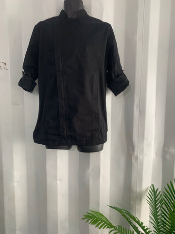 Executive coat de zipper negro manga larga
